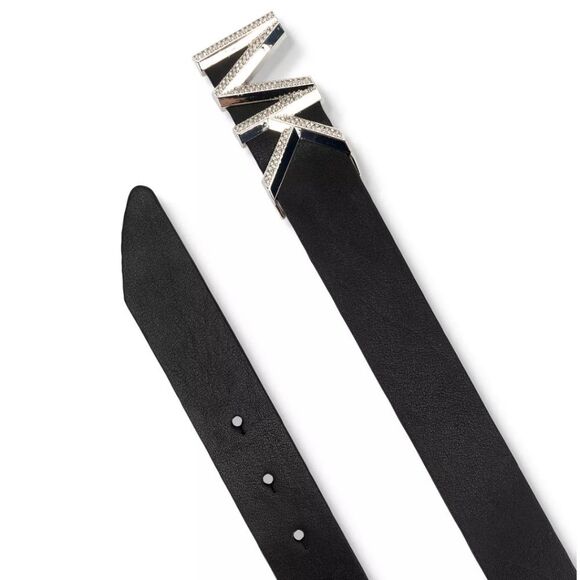 Michael Kors Embellished Logo Stretch Leather Belt